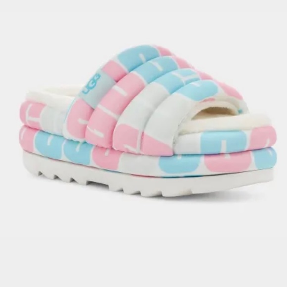 UGG Disco Checker Slide Pride Rainbow Platform Slippers  Size 8 UGG Pride Slide Pride Logo